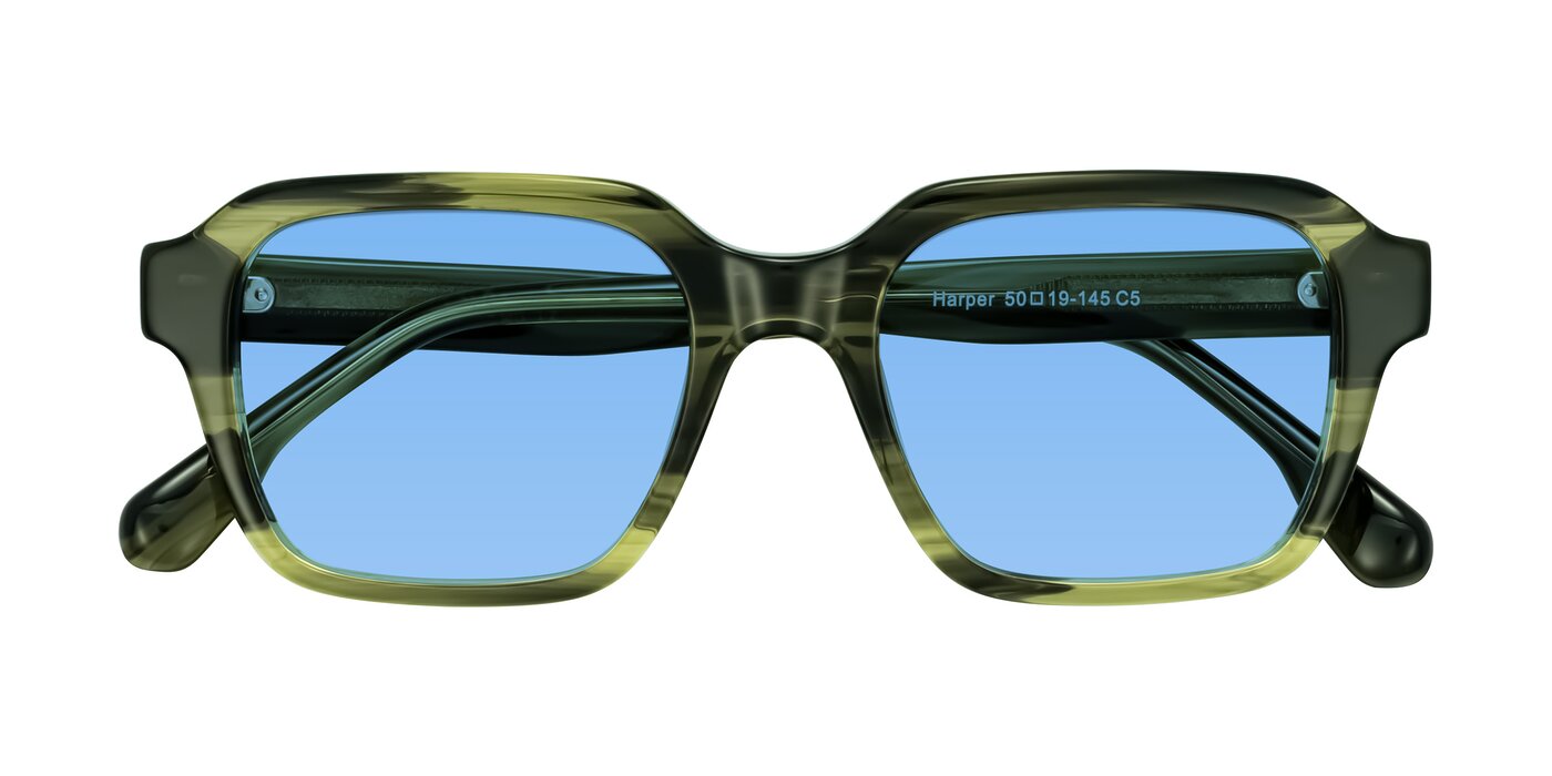 Harper - Green Striped Tinted Sunglasses