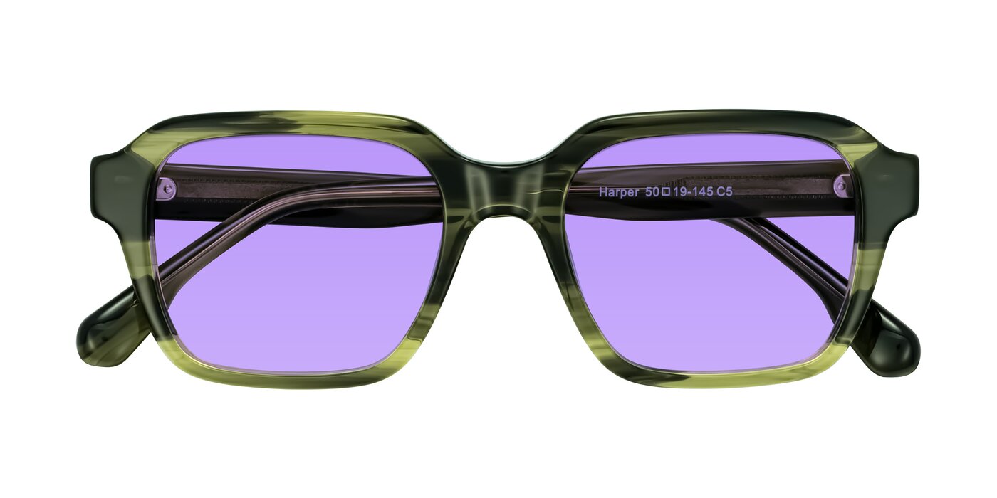 Harper - Green Striped Tinted Sunglasses
