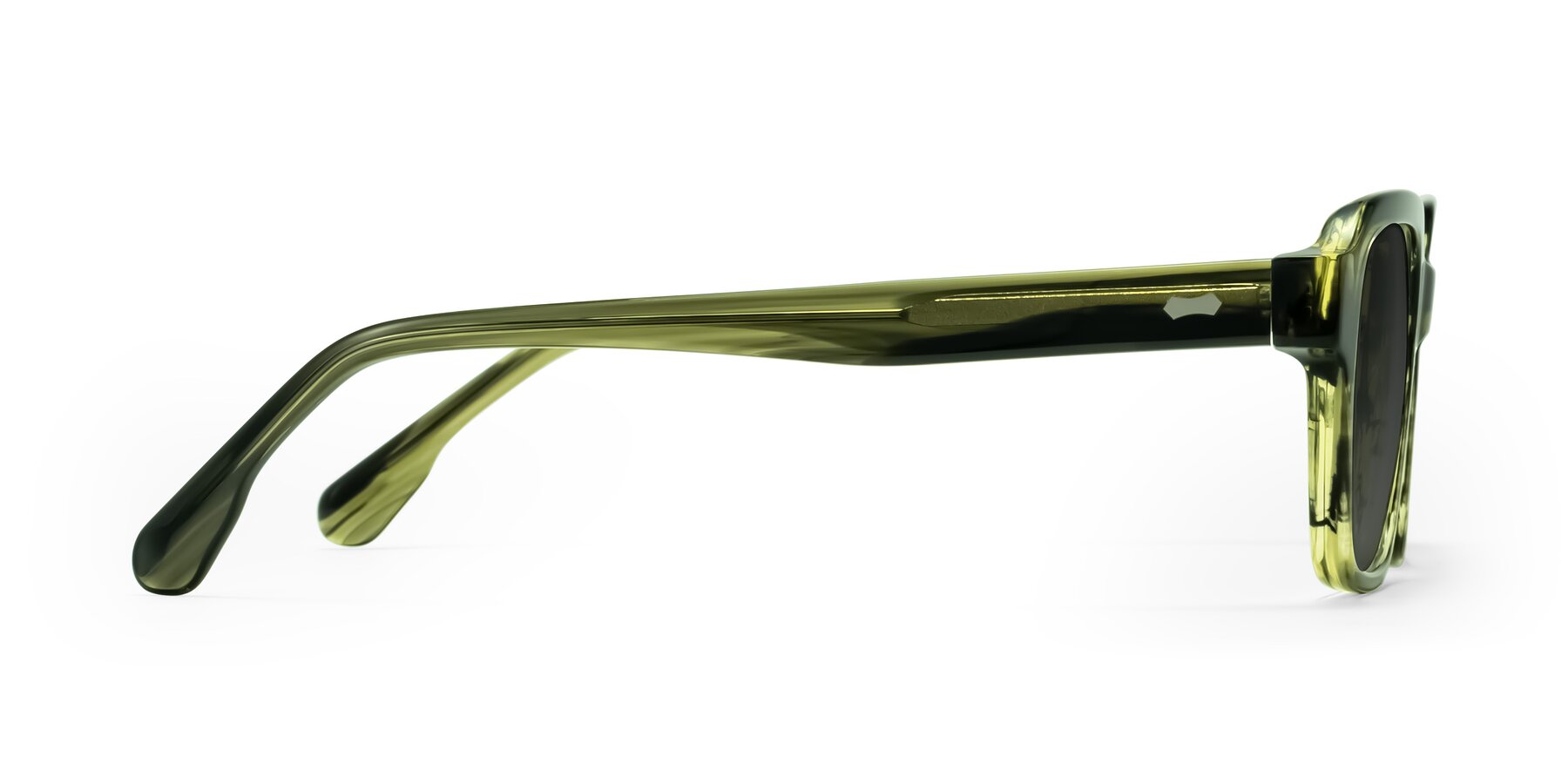 Side of Harper in Green Striped with Gray Tinted Lenses