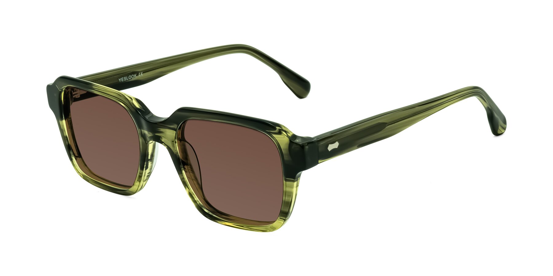 Angle of Harper in Green Striped with Brown Tinted Lenses