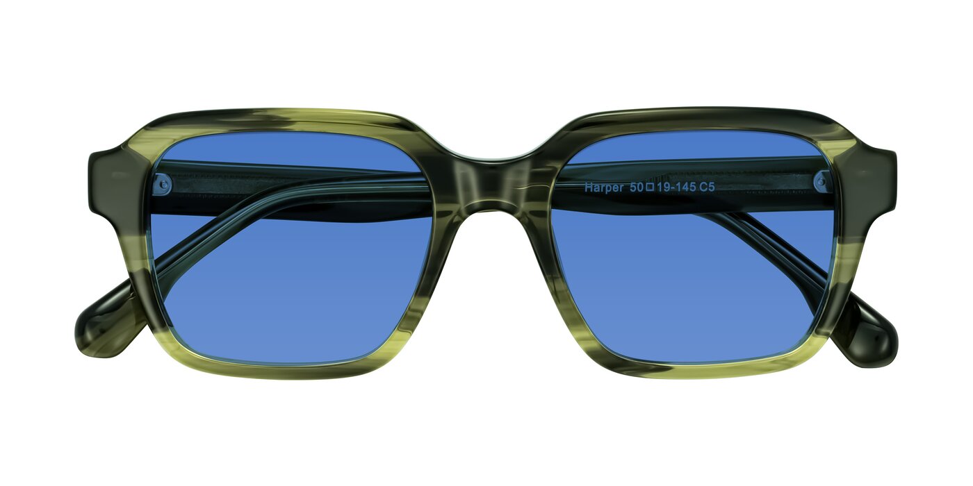 Harper - Green Striped Tinted Sunglasses