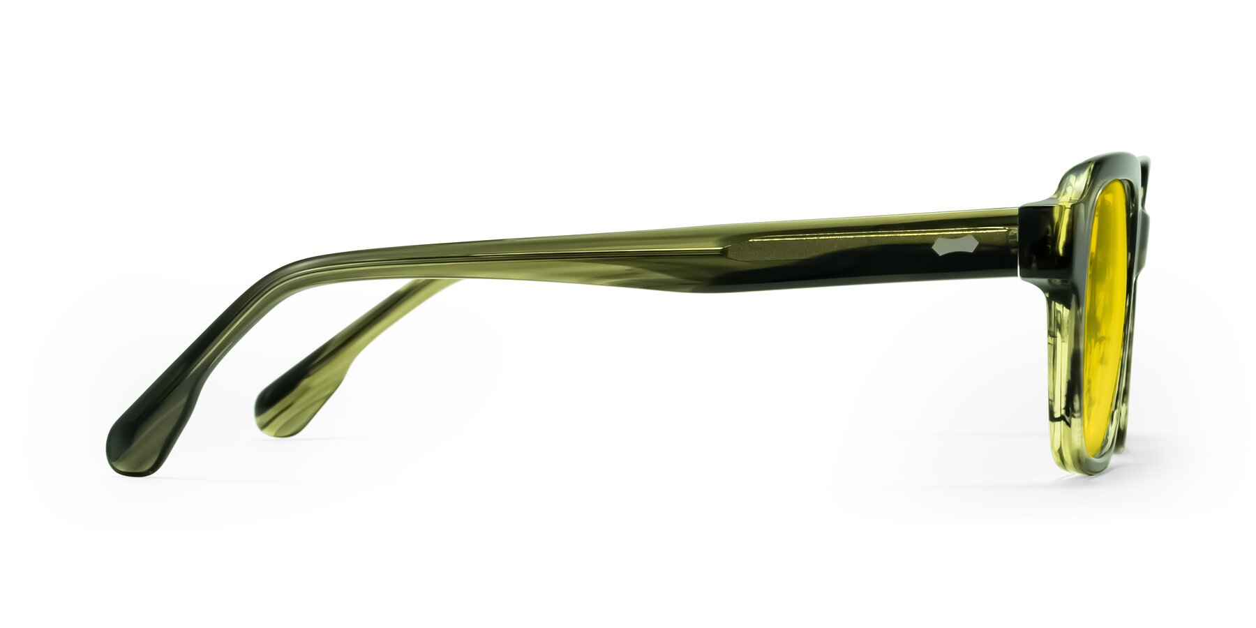 Side of Harper in Green Striped with Yellow Tinted Lenses