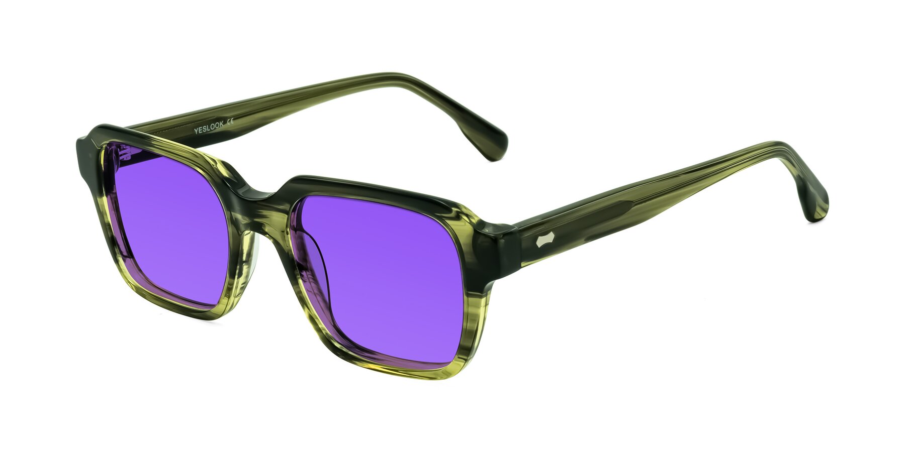 Angle of Harper in Green Striped with Purple Tinted Lenses