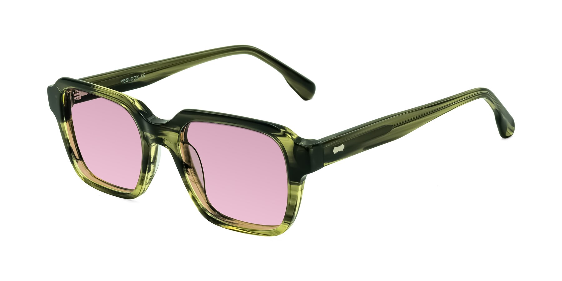 Angle of Harper in Green Striped with Light Wine Tinted Lenses
