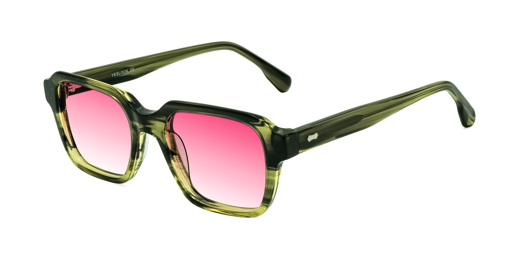 Angle of Harper in Green Striped with Pink Gradient Lenses