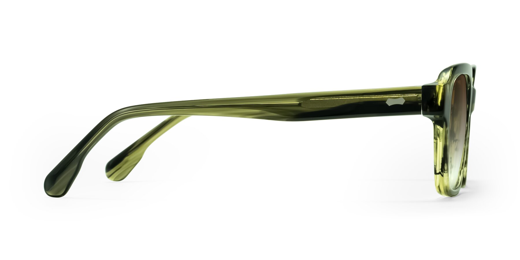 Side of Harper in Green Striped with Brown Gradient Lenses