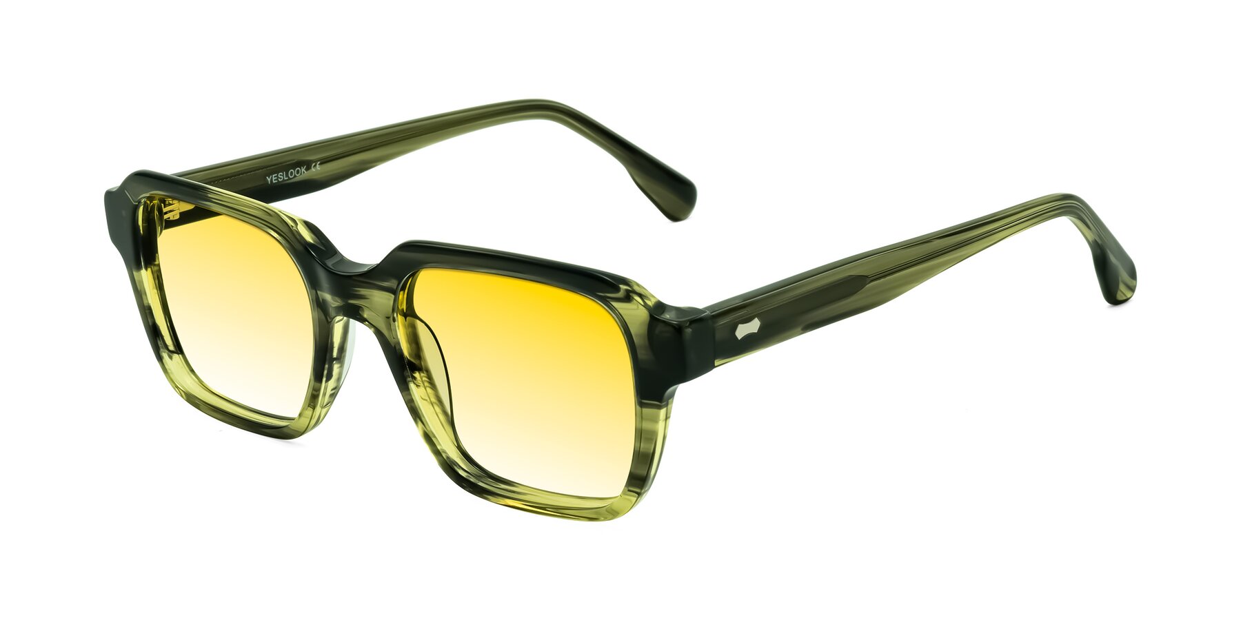Angle of Harper in Green Striped with Yellow Gradient Lenses