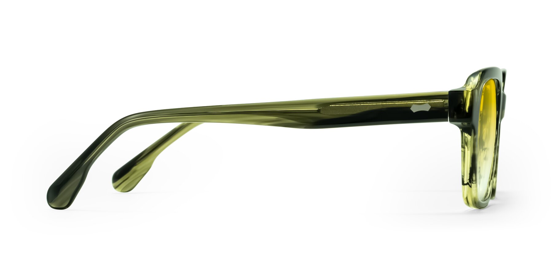 Side of Harper in Green Striped with Yellow Gradient Lenses