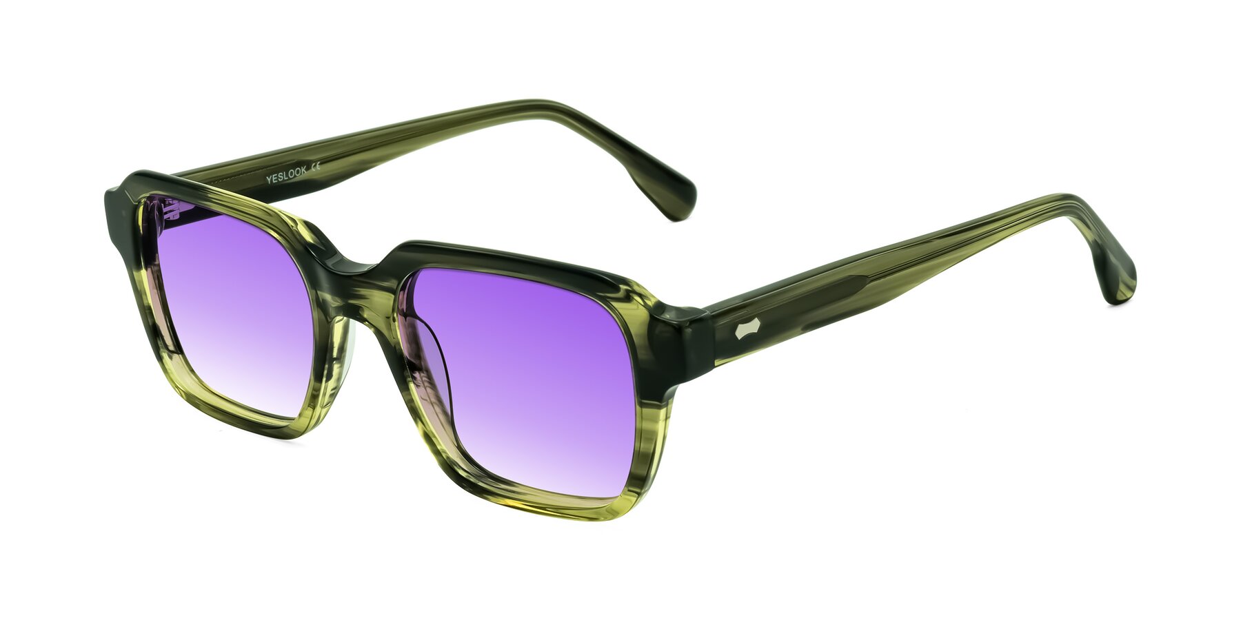Angle of Harper in Green Striped with Purple Gradient Lenses