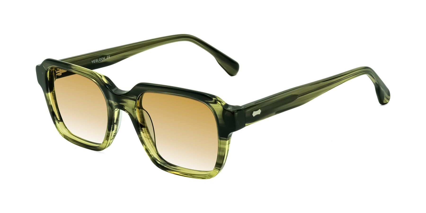 Angle of Harper in Green Striped with Champagne Gradient Lenses