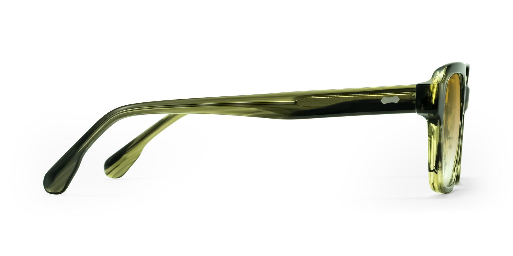 Side of Harper in Green Striped with Champagne Gradient Lenses