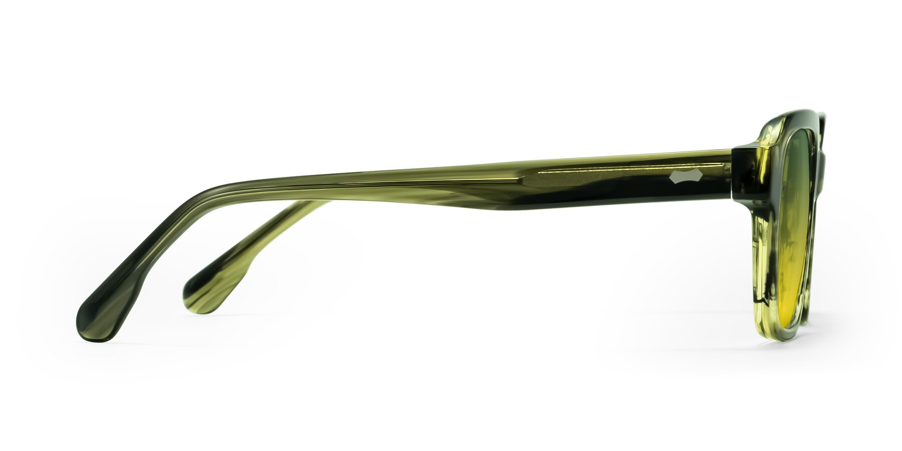 Side of Harper in Green Striped with Green / Yellow Gradient Lenses