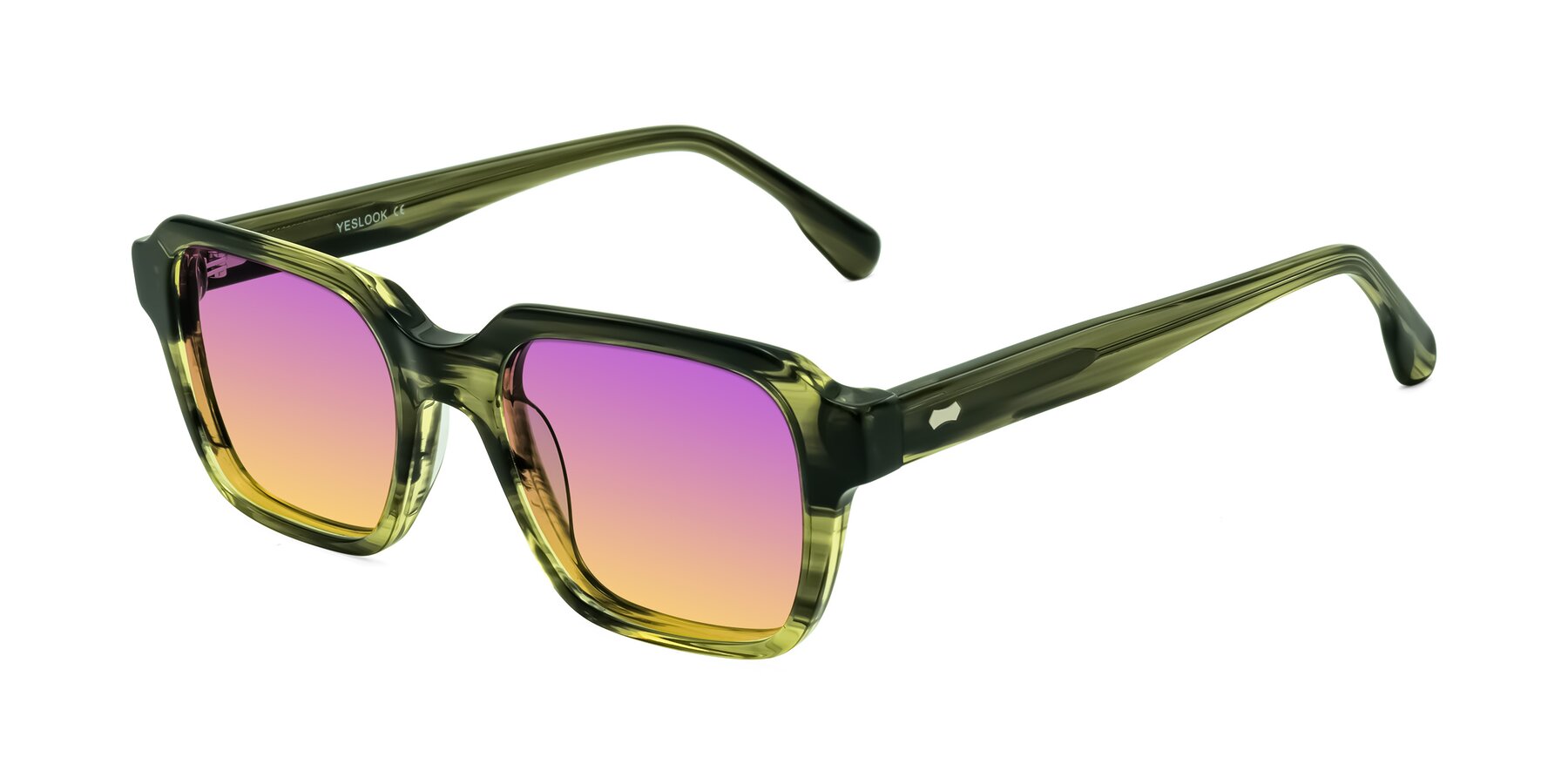 Angle of Harper in Green Striped with Purple / Yellow Gradient Lenses