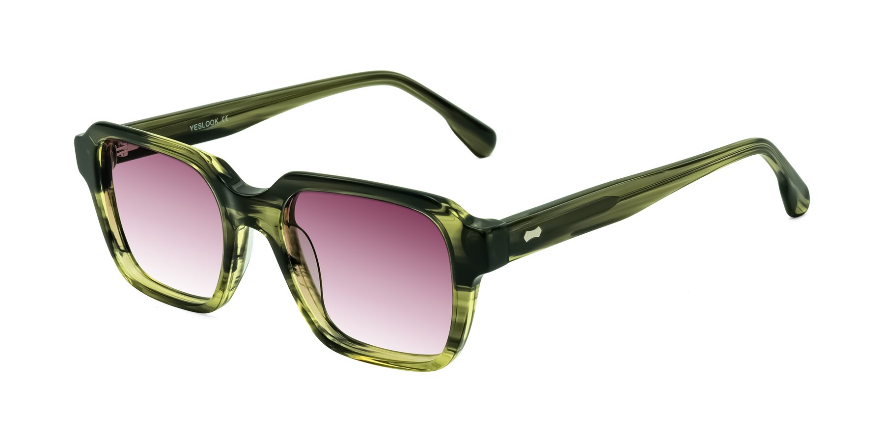 Angle of Harper in Green Striped with Wine Gradient Lenses