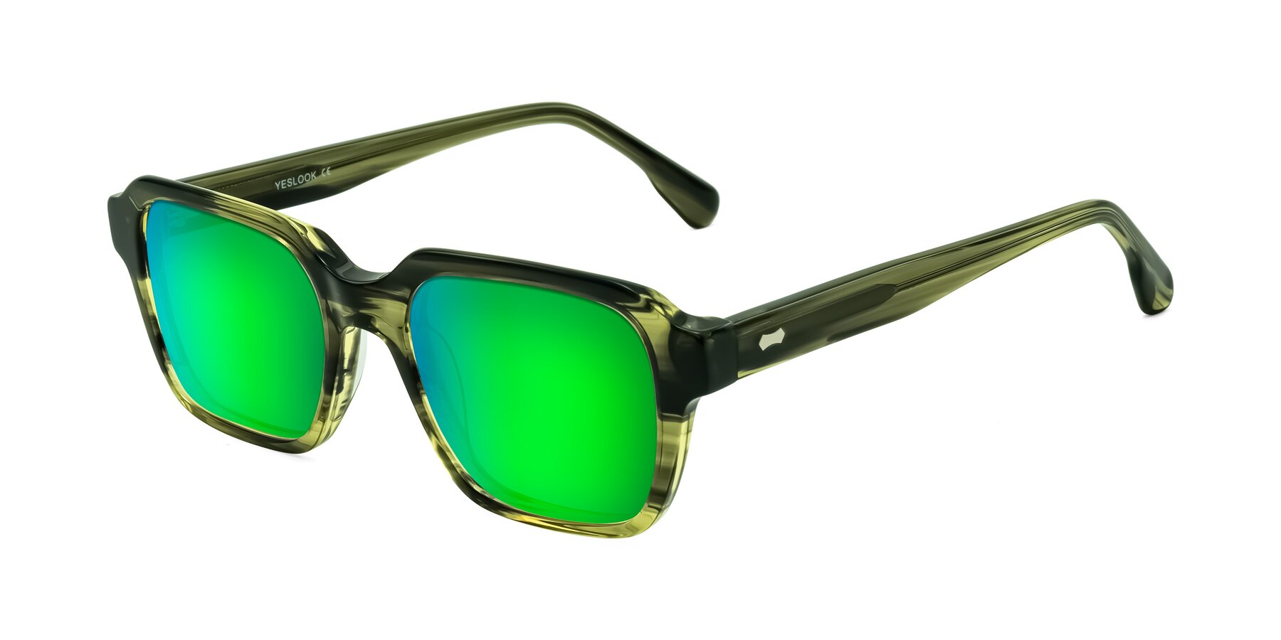 Angle of Harper in Green Striped with Green Mirrored Lenses