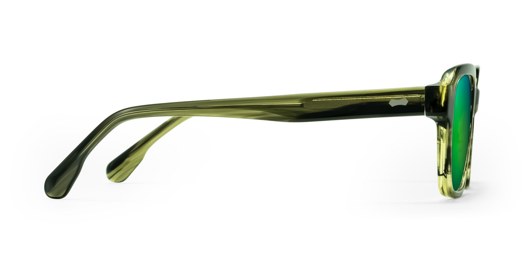Side of Harper in Green Striped with Green Mirrored Lenses
