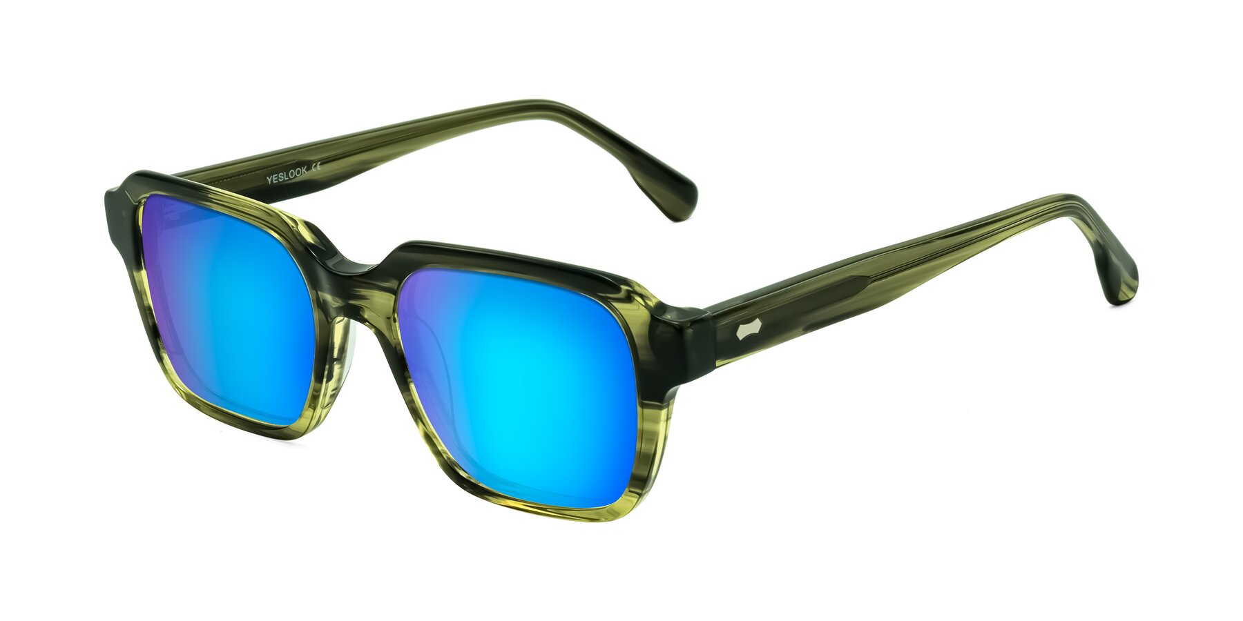 Angle of Harper in Green Striped with Blue Mirrored Lenses