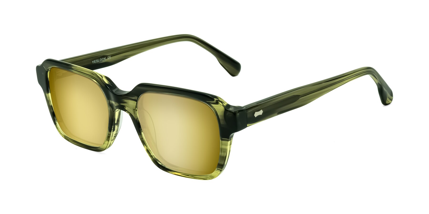 Angle of Harper in Green Striped with Gold Mirrored Lenses