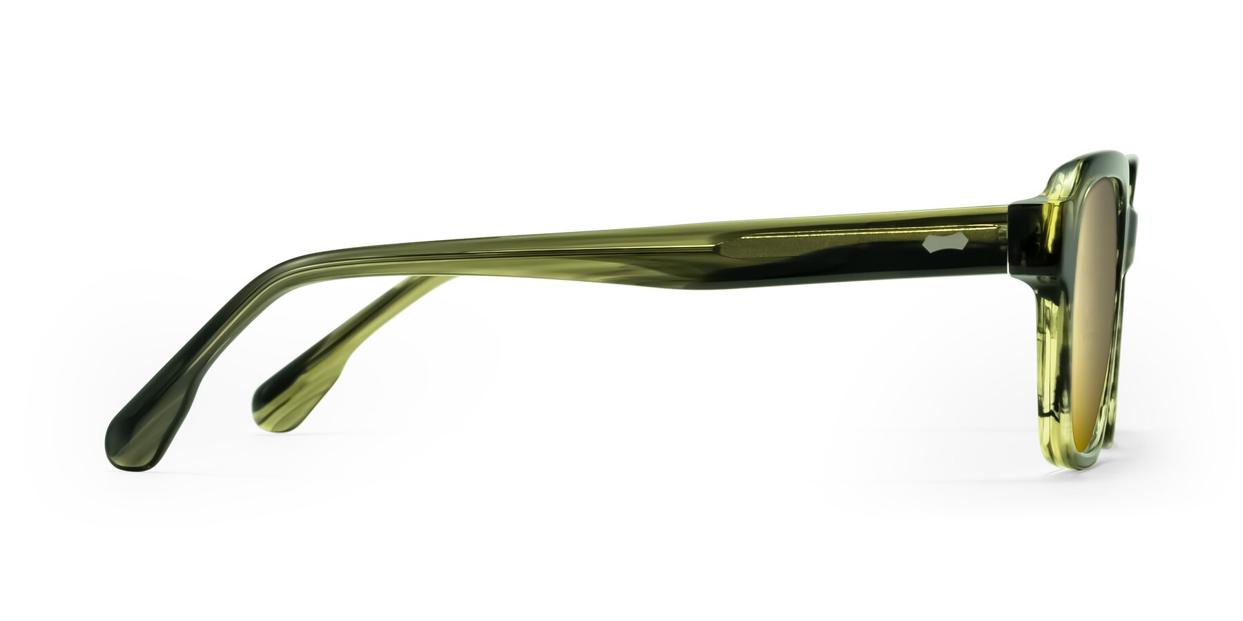 Side of Harper in Green Striped with Gold Mirrored Lenses
