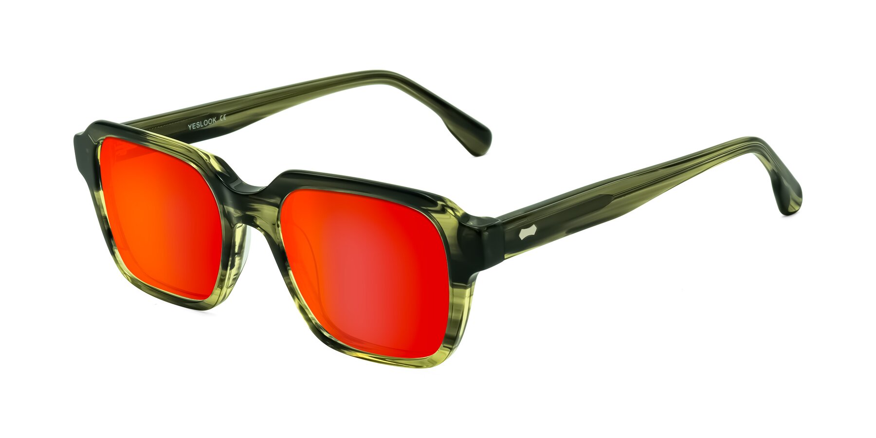 Angle of Harper in Green Striped with Red Gold Mirrored Lenses