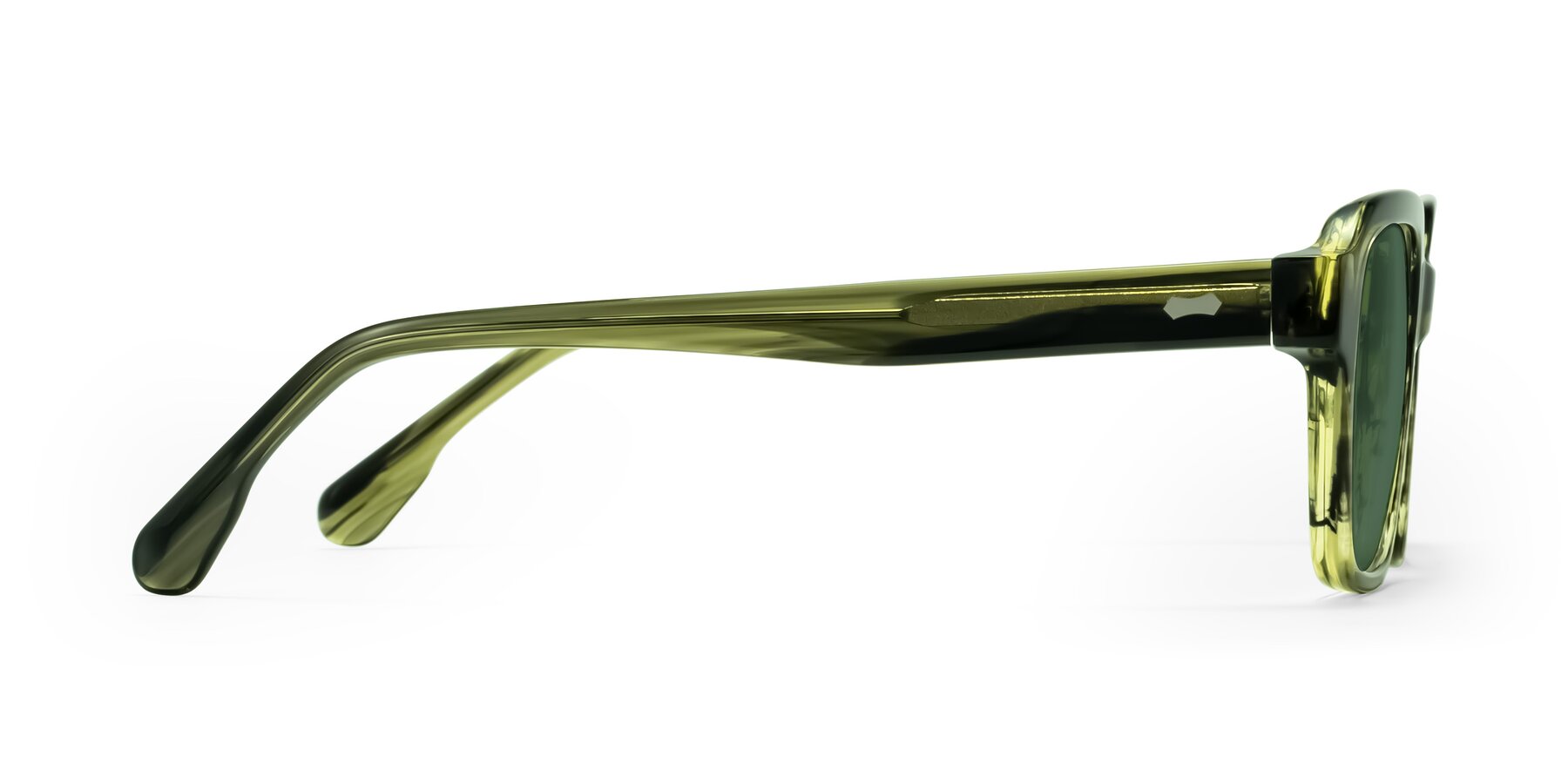 Side of Harper in Green Striped with Green Polarized Lenses