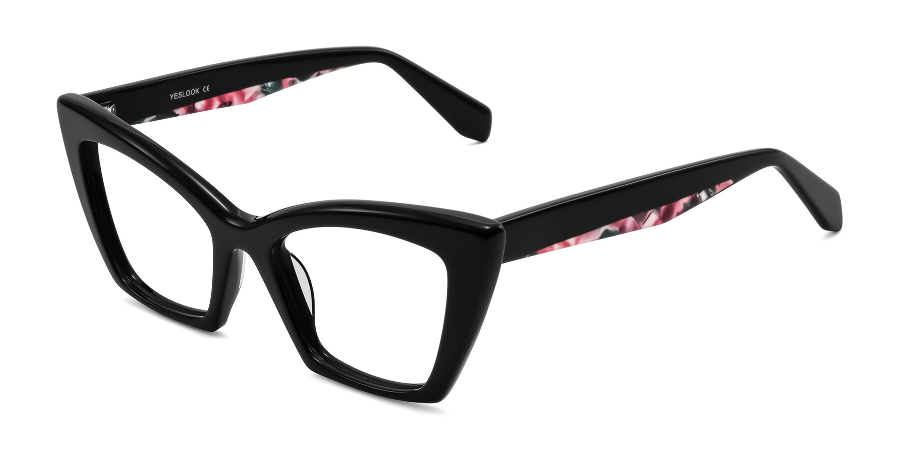 Angle of Wayar in Black with Clear Eyeglass Lenses