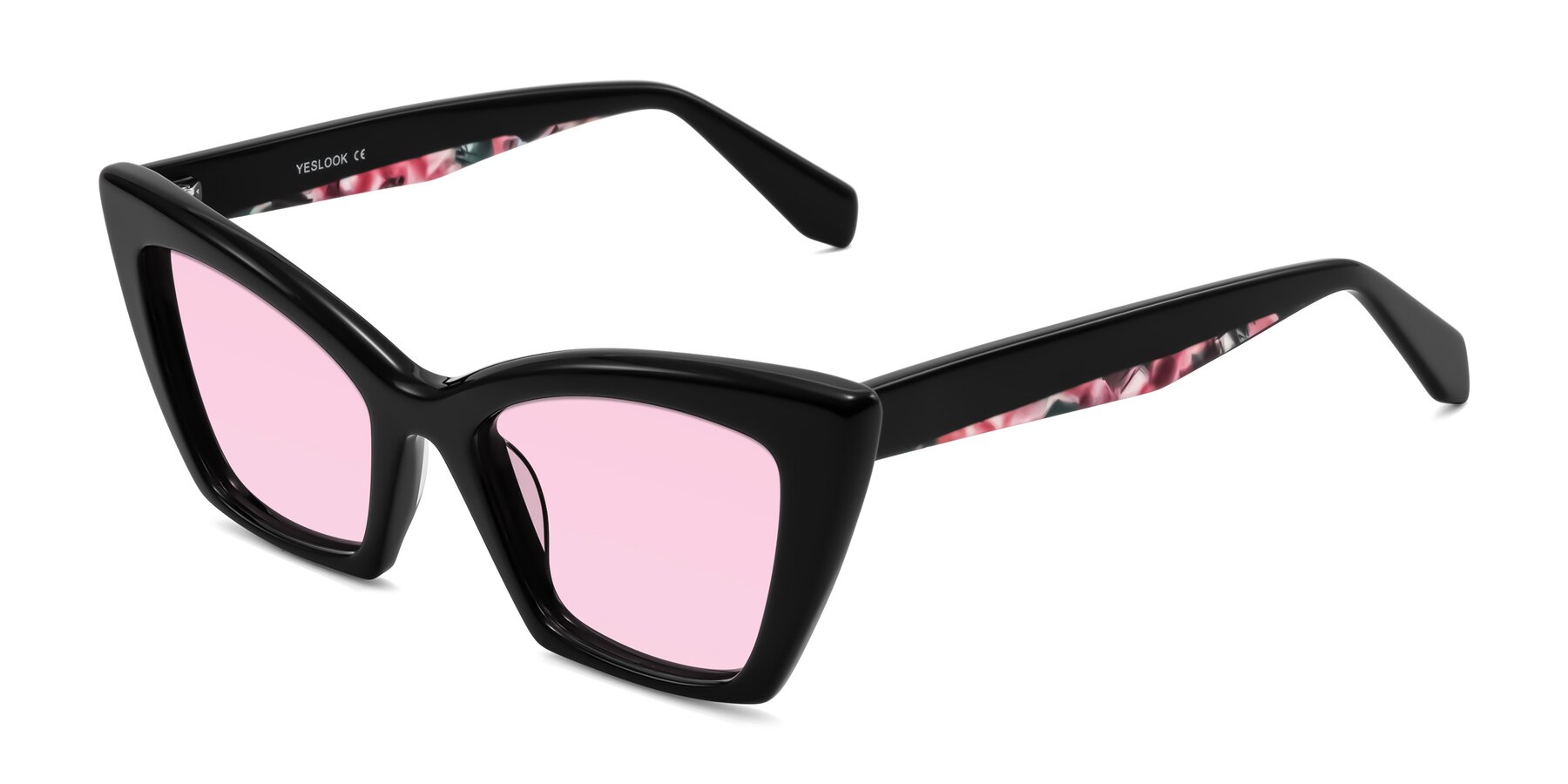 Angle of Wayar in Black with Light Pink Tinted Lenses