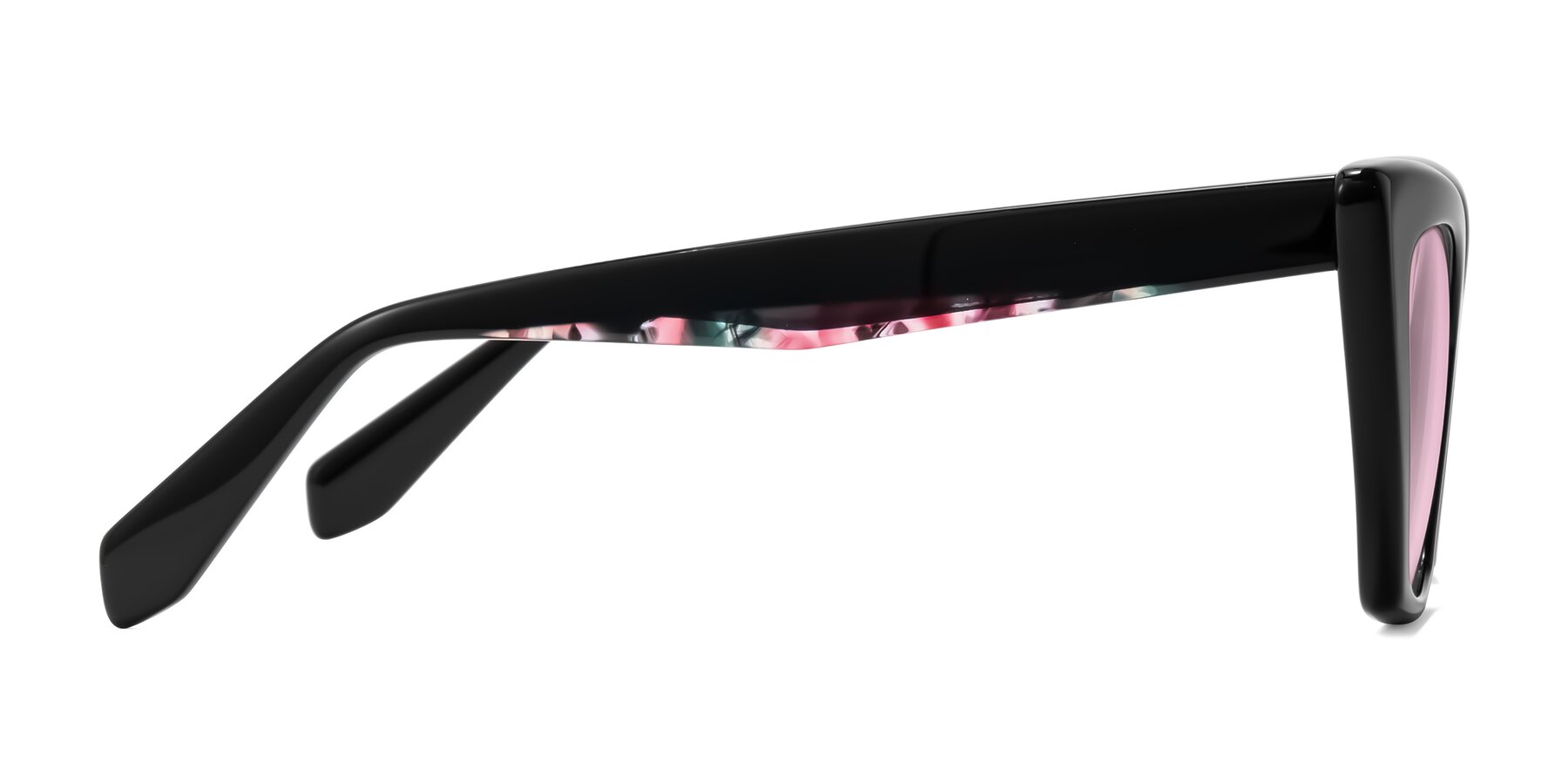 Side of Wayar in Black with Light Pink Tinted Lenses