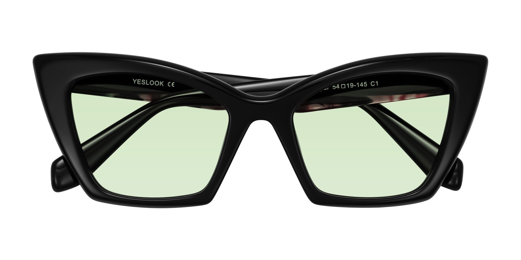 Folded Front of Wayar in Black with Light Green Tinted Lenses