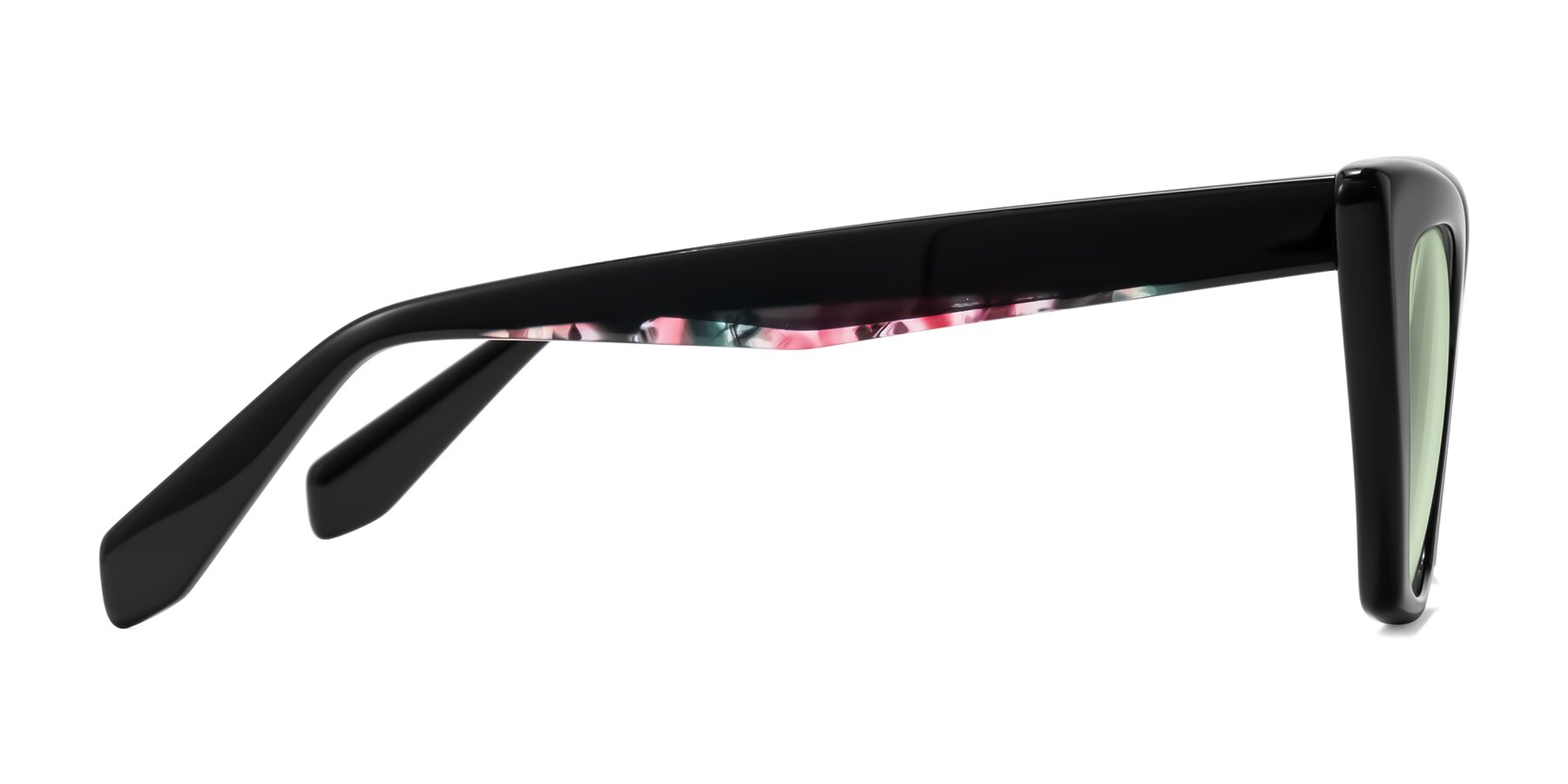 Side of Wayar in Black with Light Green Tinted Lenses