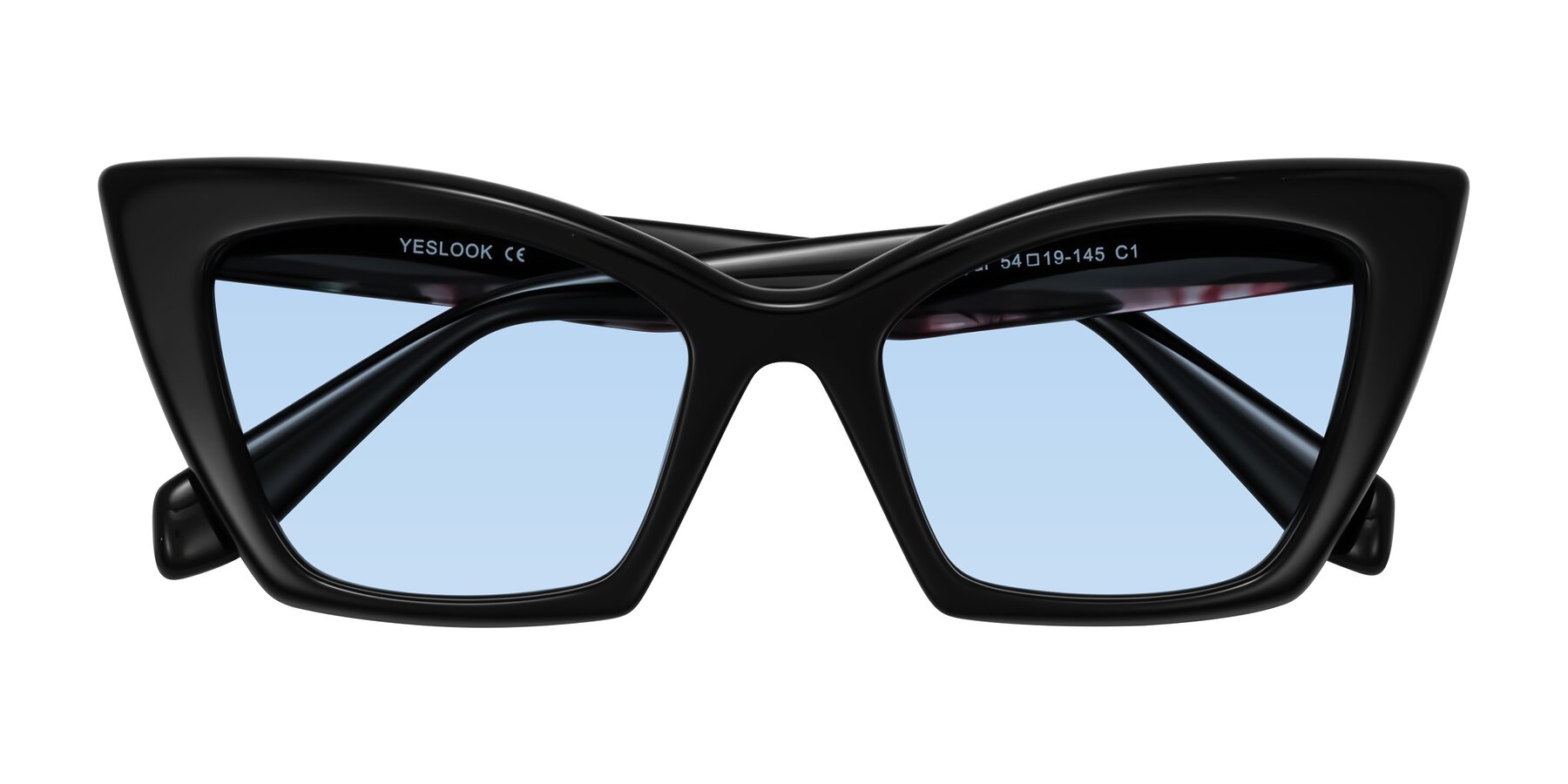 Folded Front of Wayar in Black with Light Blue Tinted Lenses