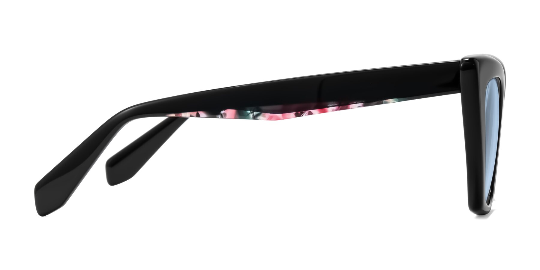 Side of Wayar in Black with Light Blue Tinted Lenses