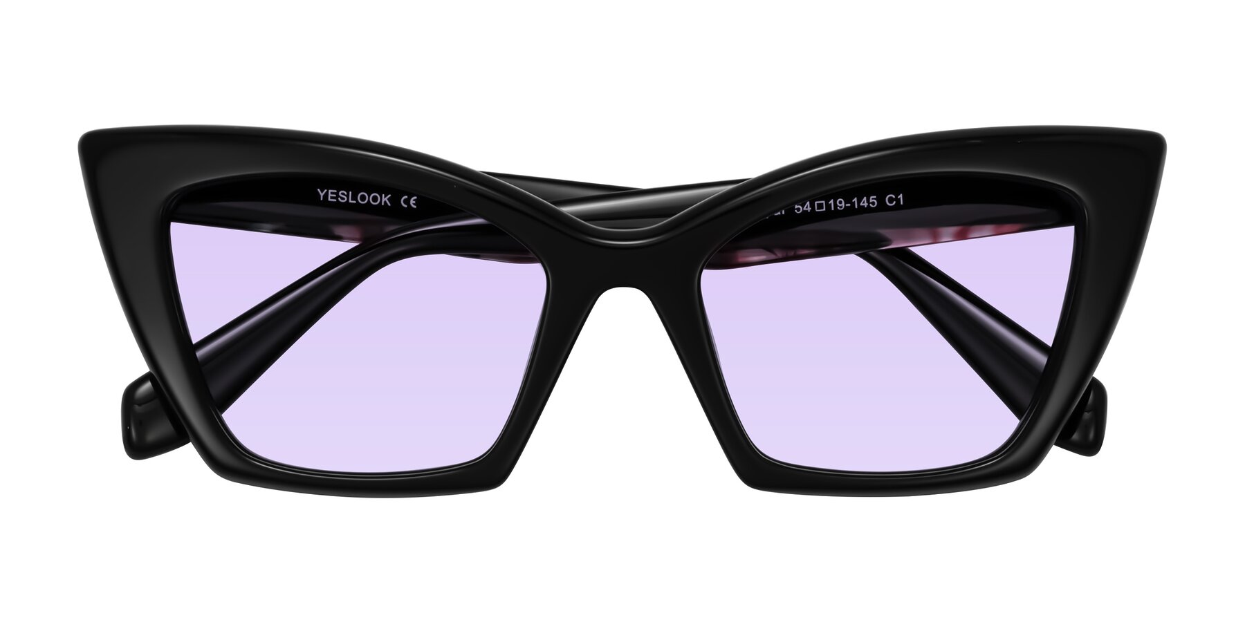 Folded Front of Wayar in Black with Light Purple Tinted Lenses