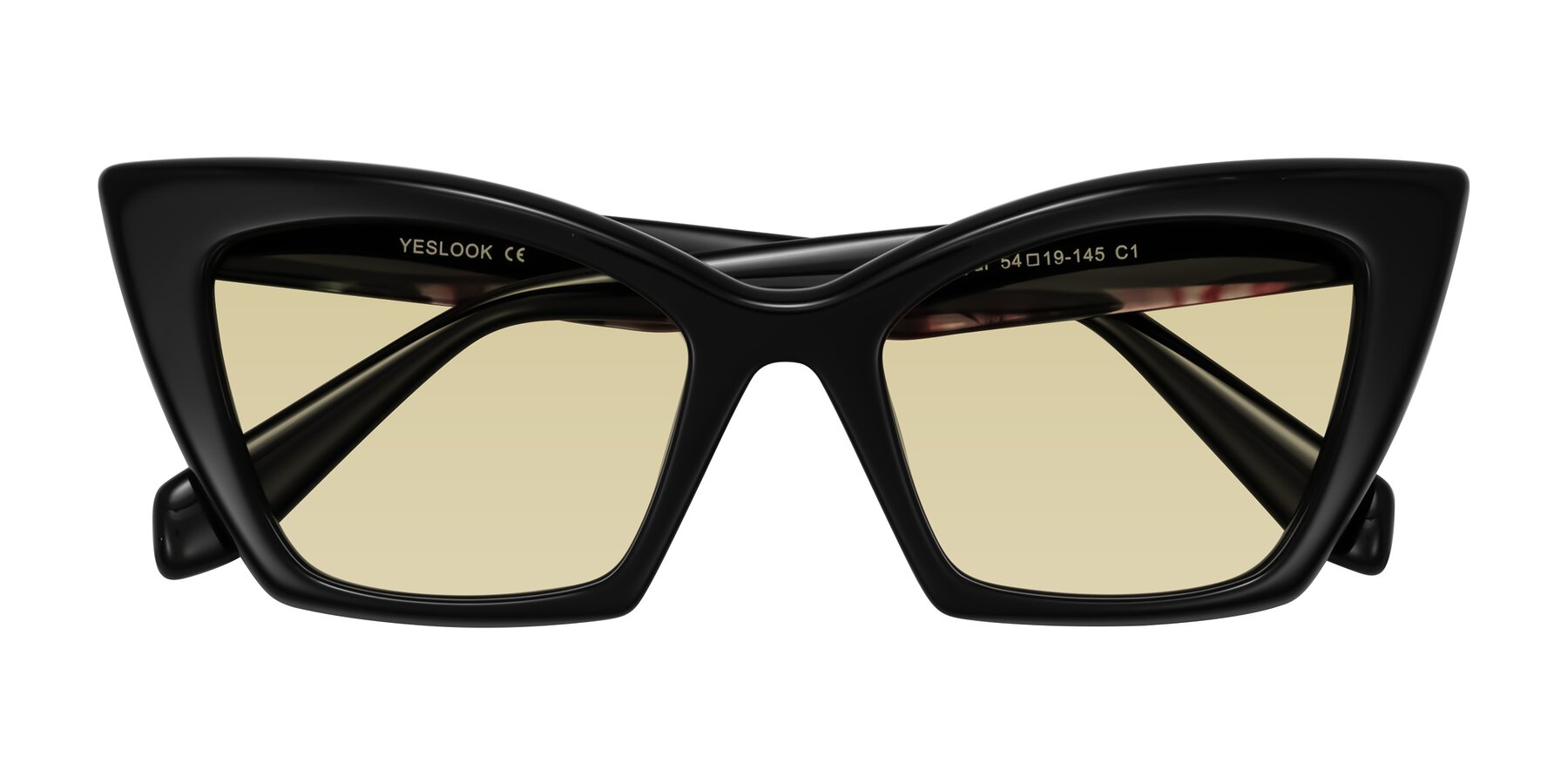 Folded Front of Wayar in Black with Light Champagne Tinted Lenses