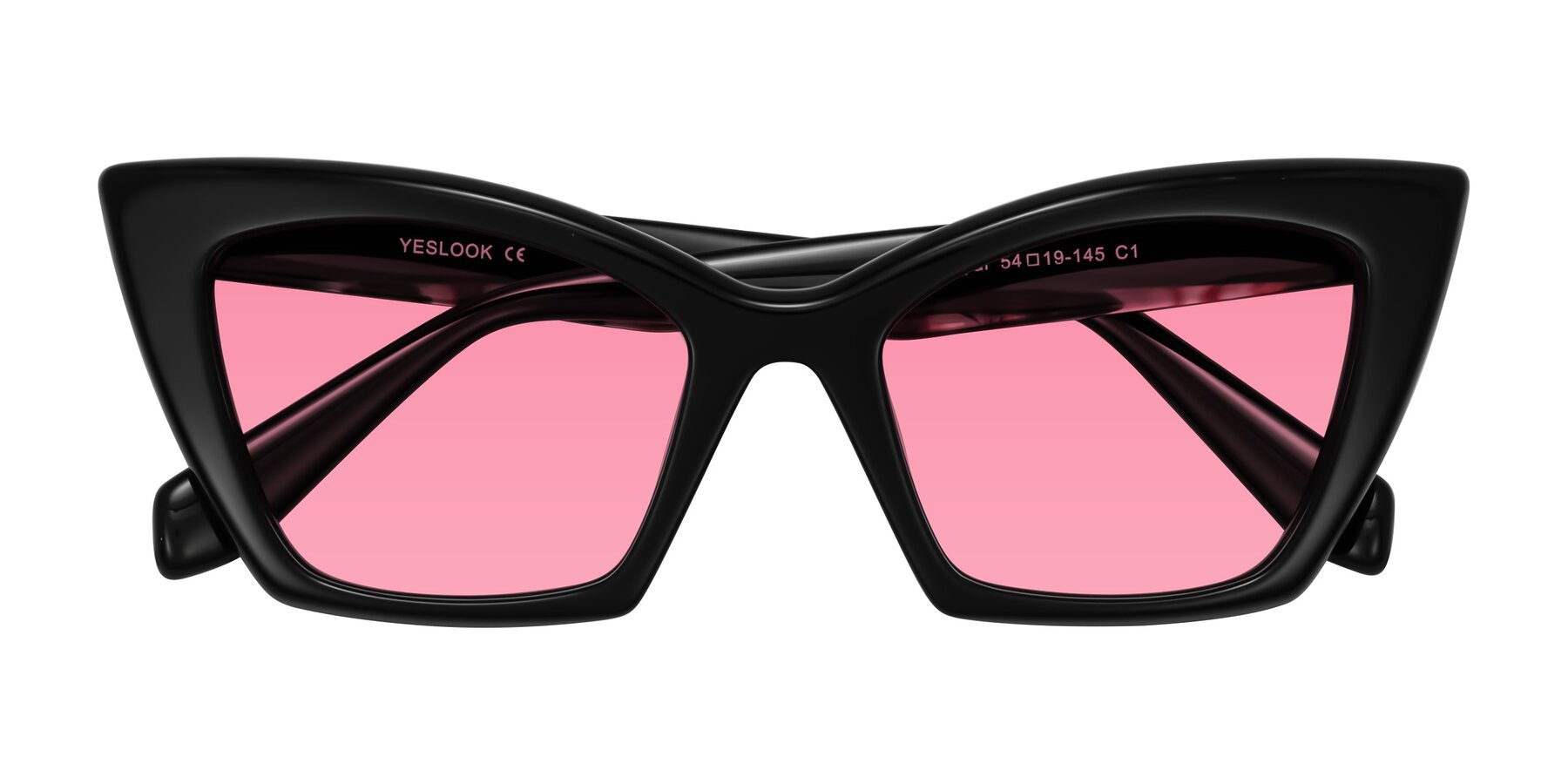 Folded Front of Wayar in Black with Pink Tinted Lenses