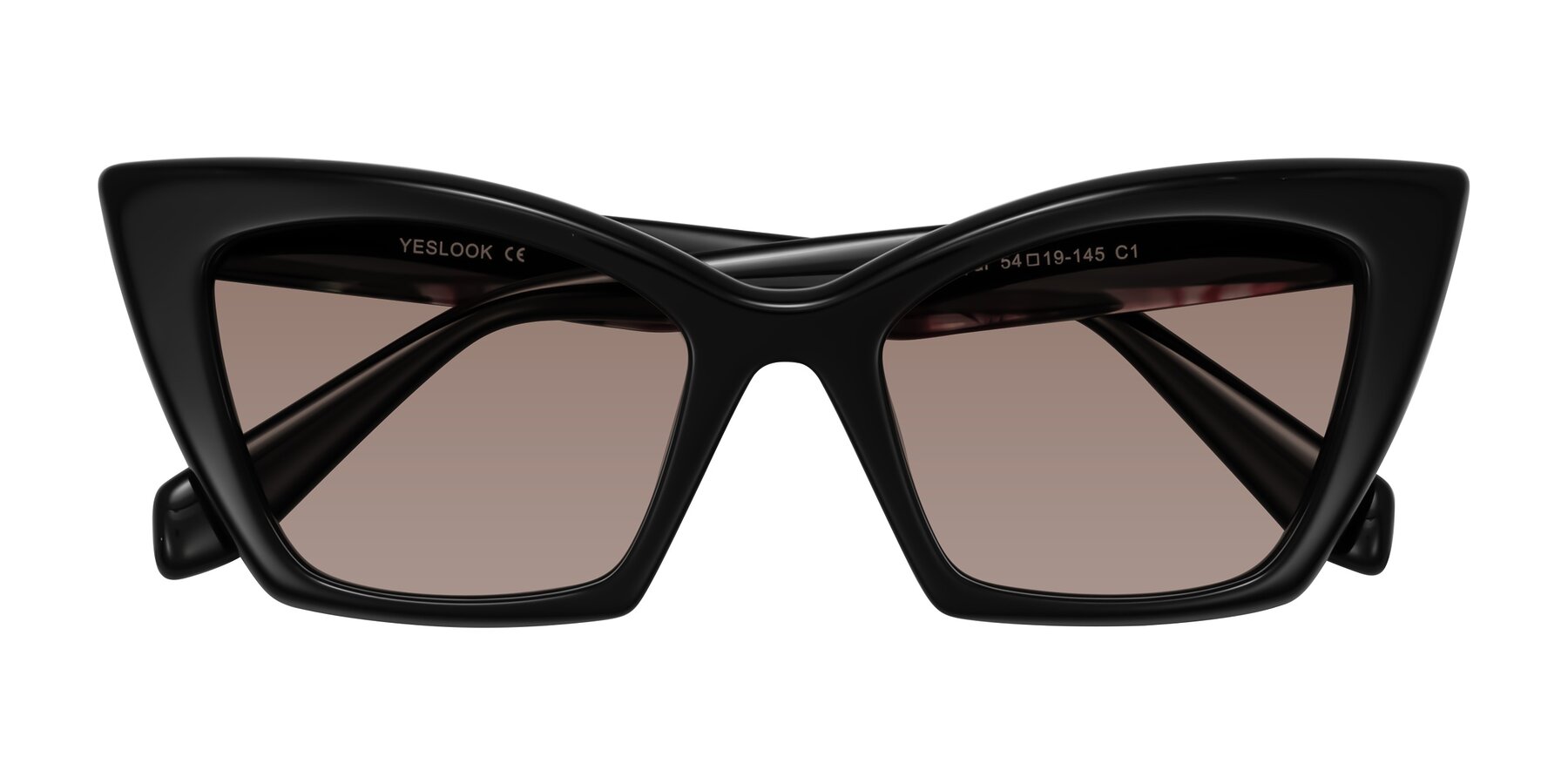 Folded Front of Wayar in Black with Medium Brown Tinted Lenses