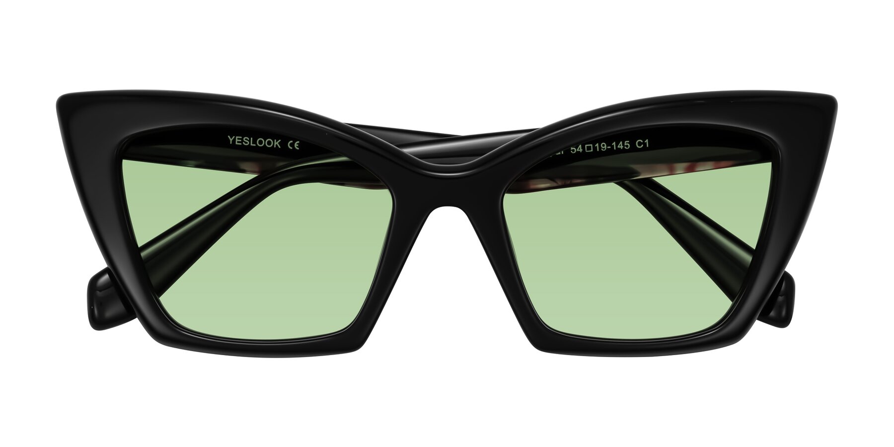 Folded Front of Wayar in Black with Medium Green Tinted Lenses