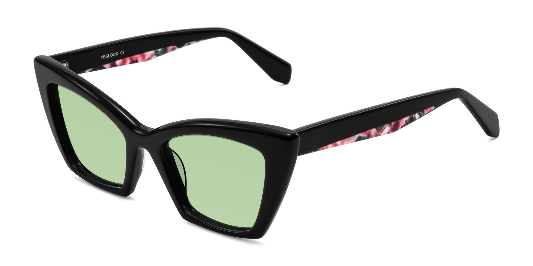 Angle of Wayar in Black with Medium Green Tinted Lenses
