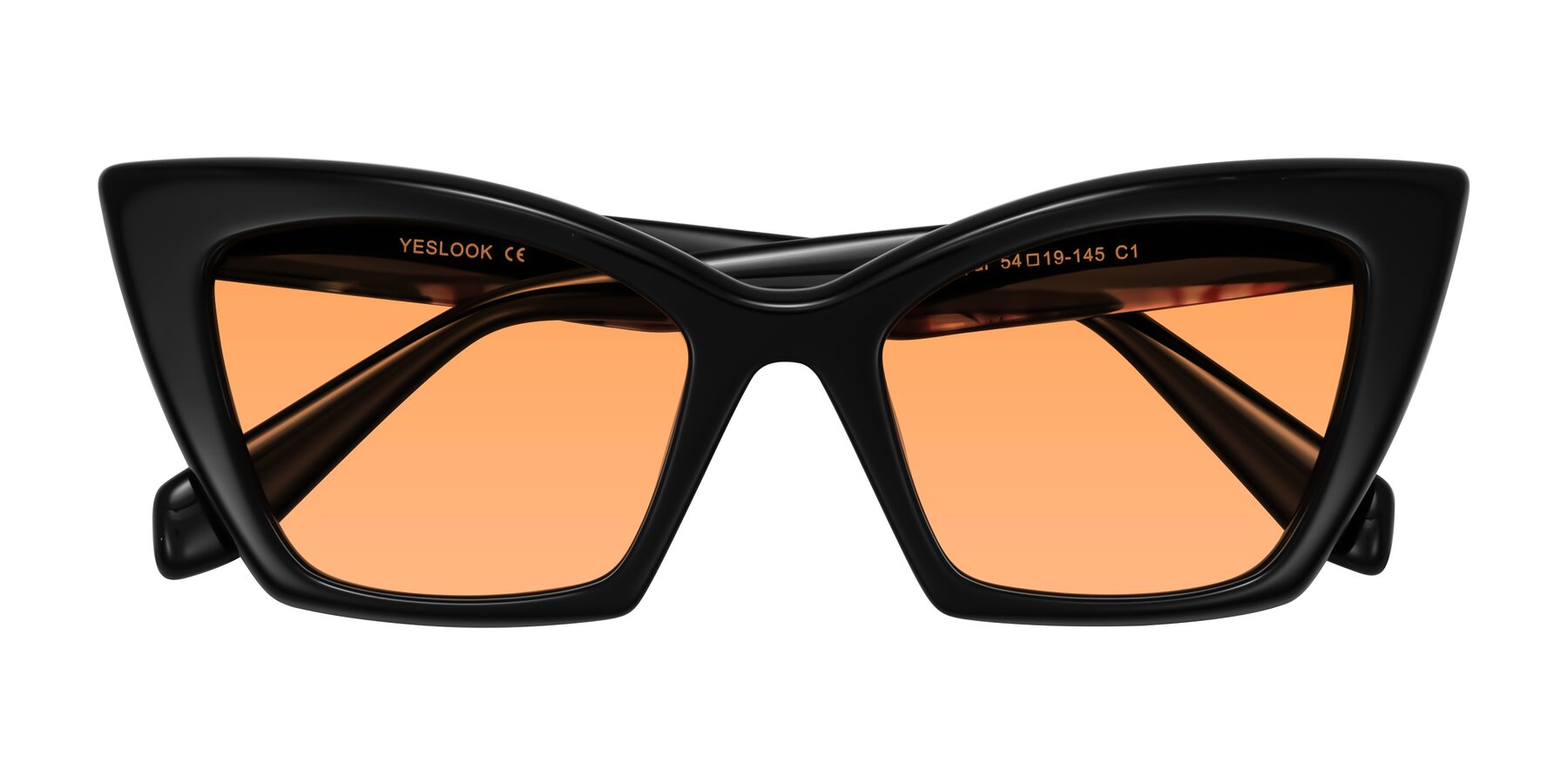 Folded Front of Wayar in Black with Medium Orange Tinted Lenses