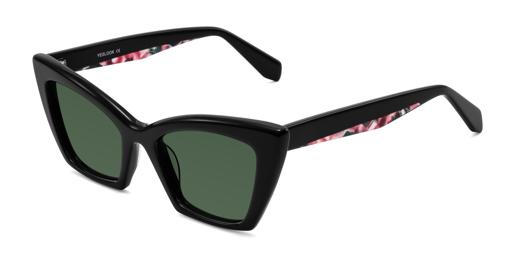 Angle of Wayar in Black with Green Tinted Lenses