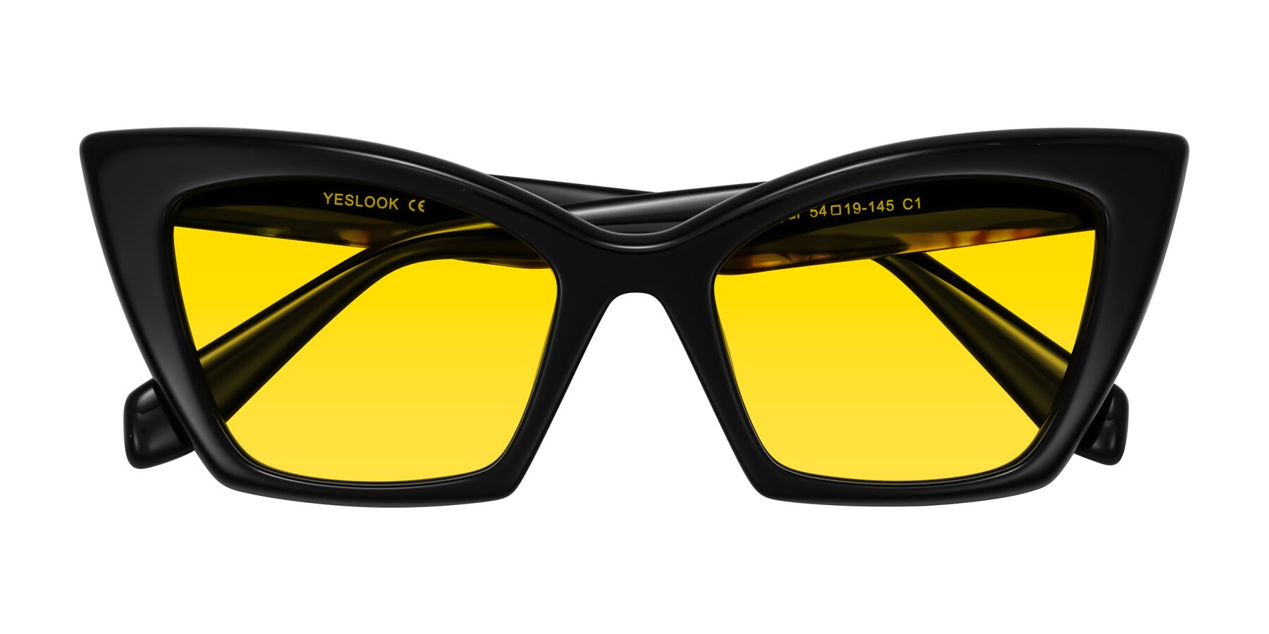 Folded Front of Wayar in Black with Yellow Tinted Lenses