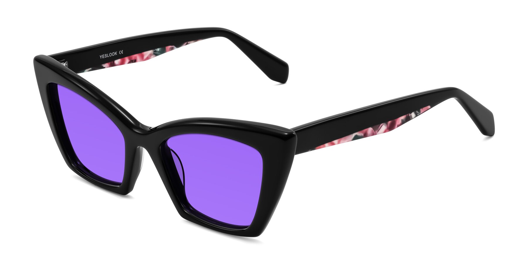 Angle of Wayar in Black with Purple Tinted Lenses