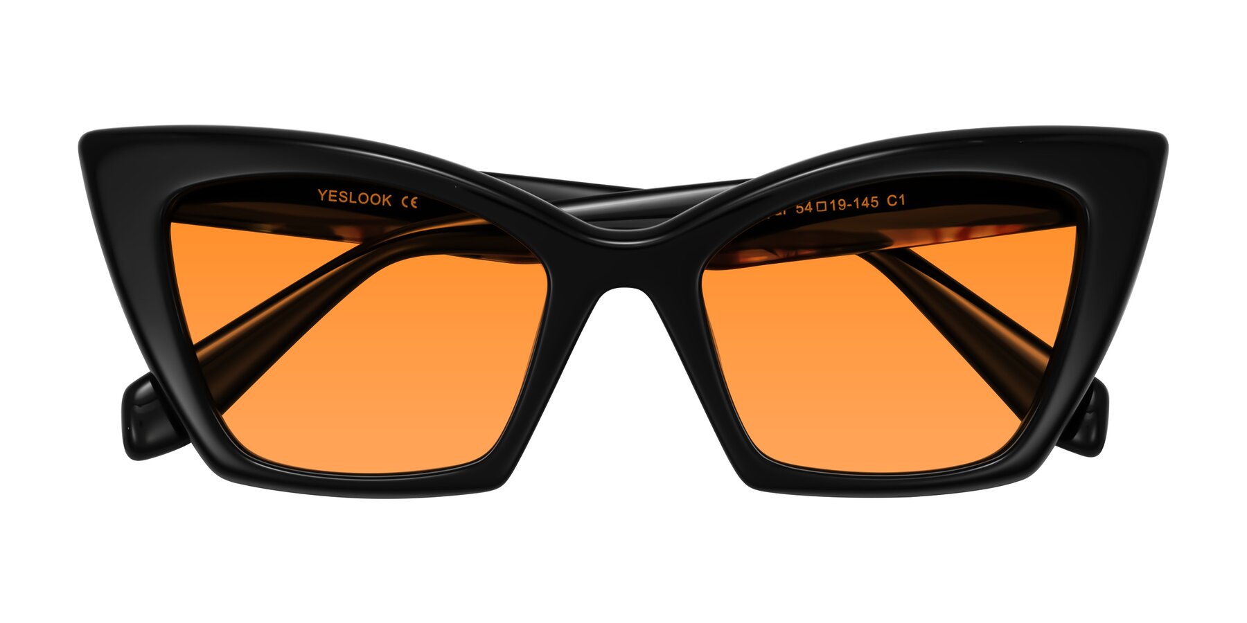 Folded Front of Wayar in Black with Orange Tinted Lenses