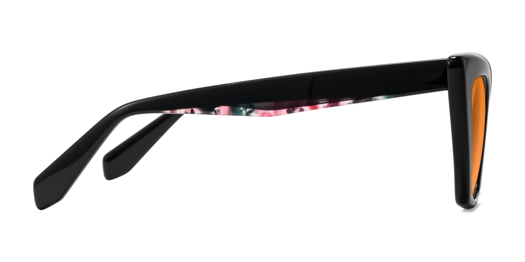 Side of Wayar in Black with Orange Tinted Lenses