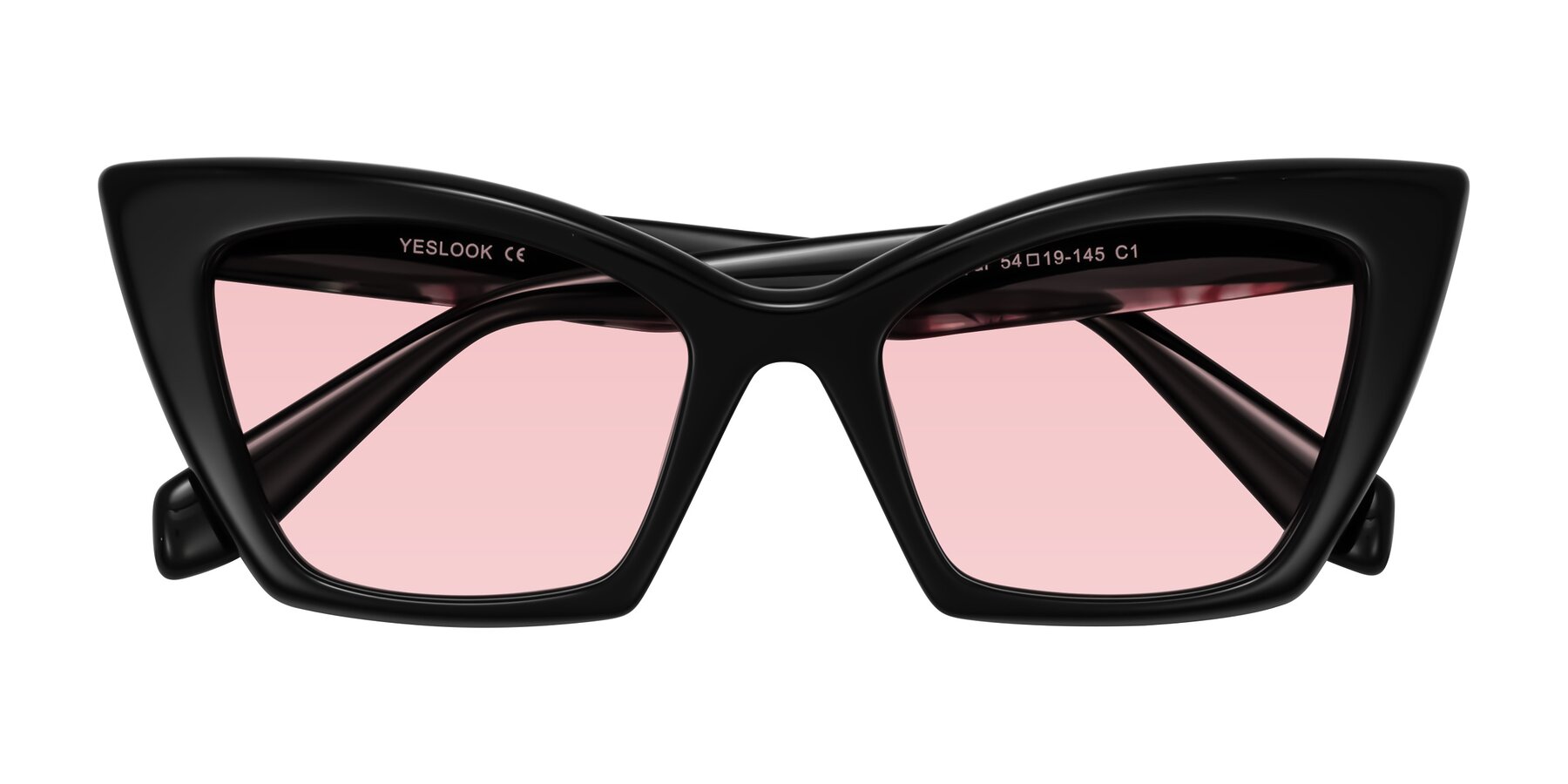 Folded Front of Wayar in Black with Light Garnet Tinted Lenses