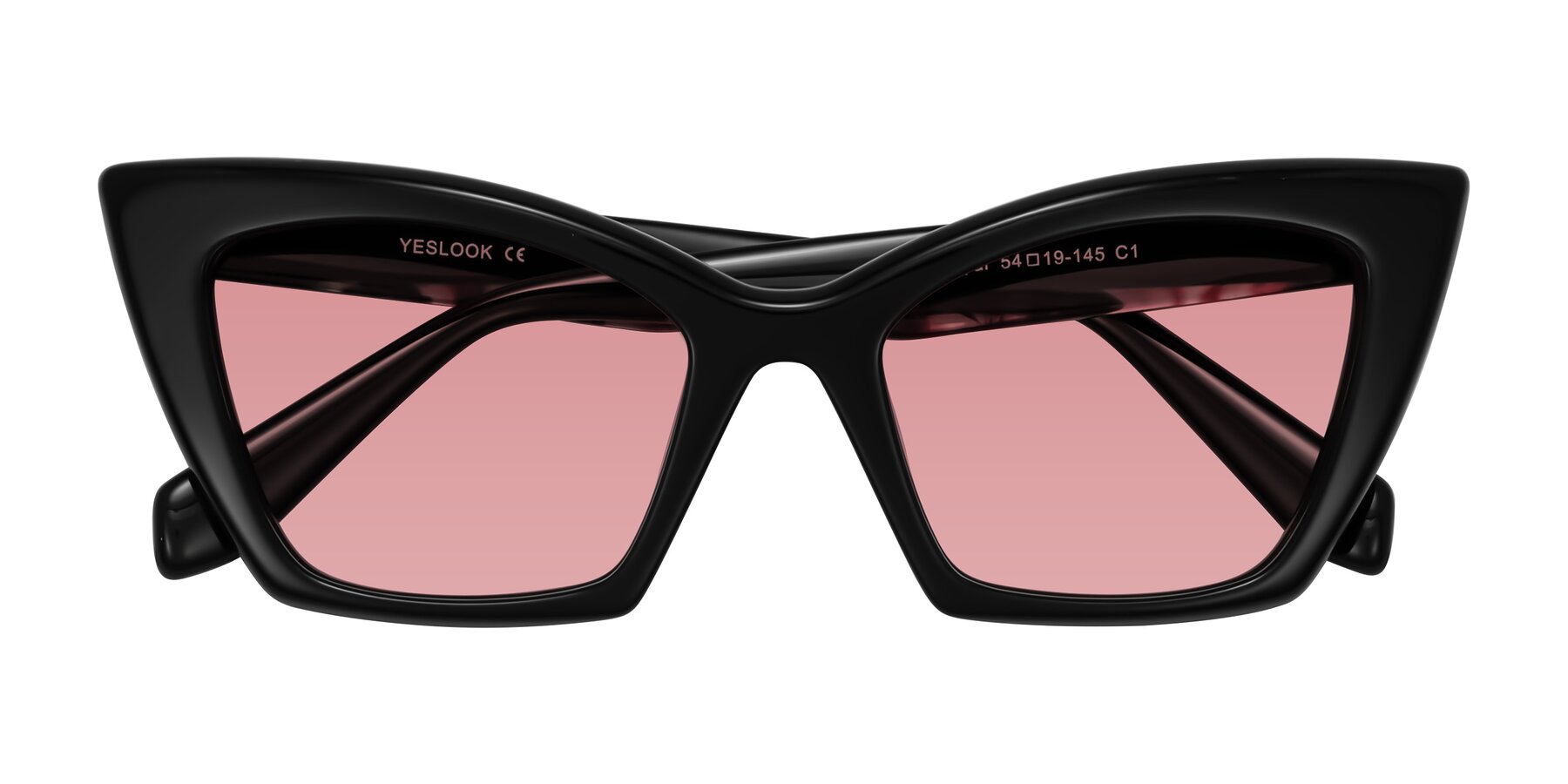 Folded Front of Wayar in Black with Medium Garnet Tinted Lenses