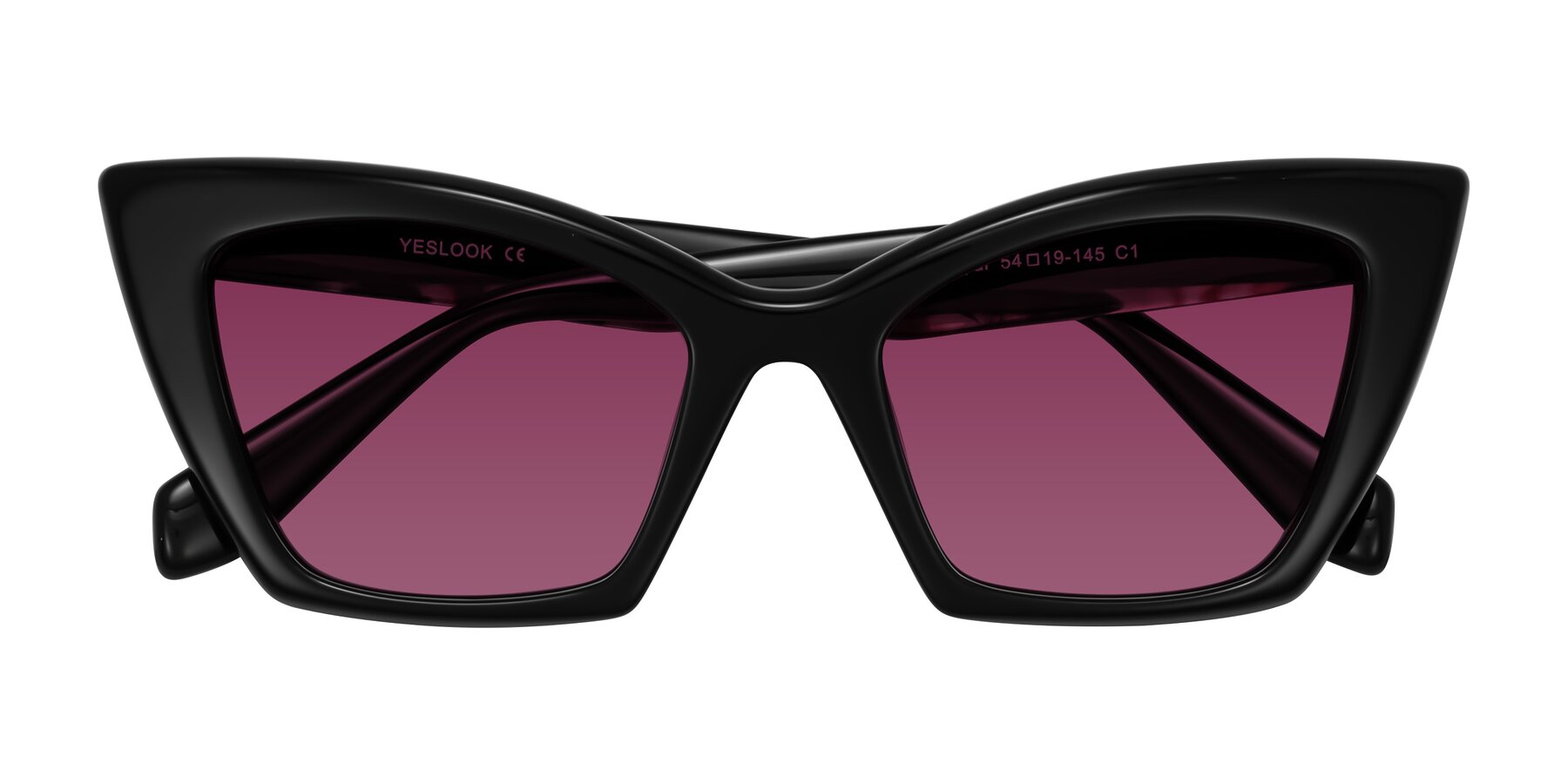 Folded Front of Wayar in Black with Wine Tinted Lenses