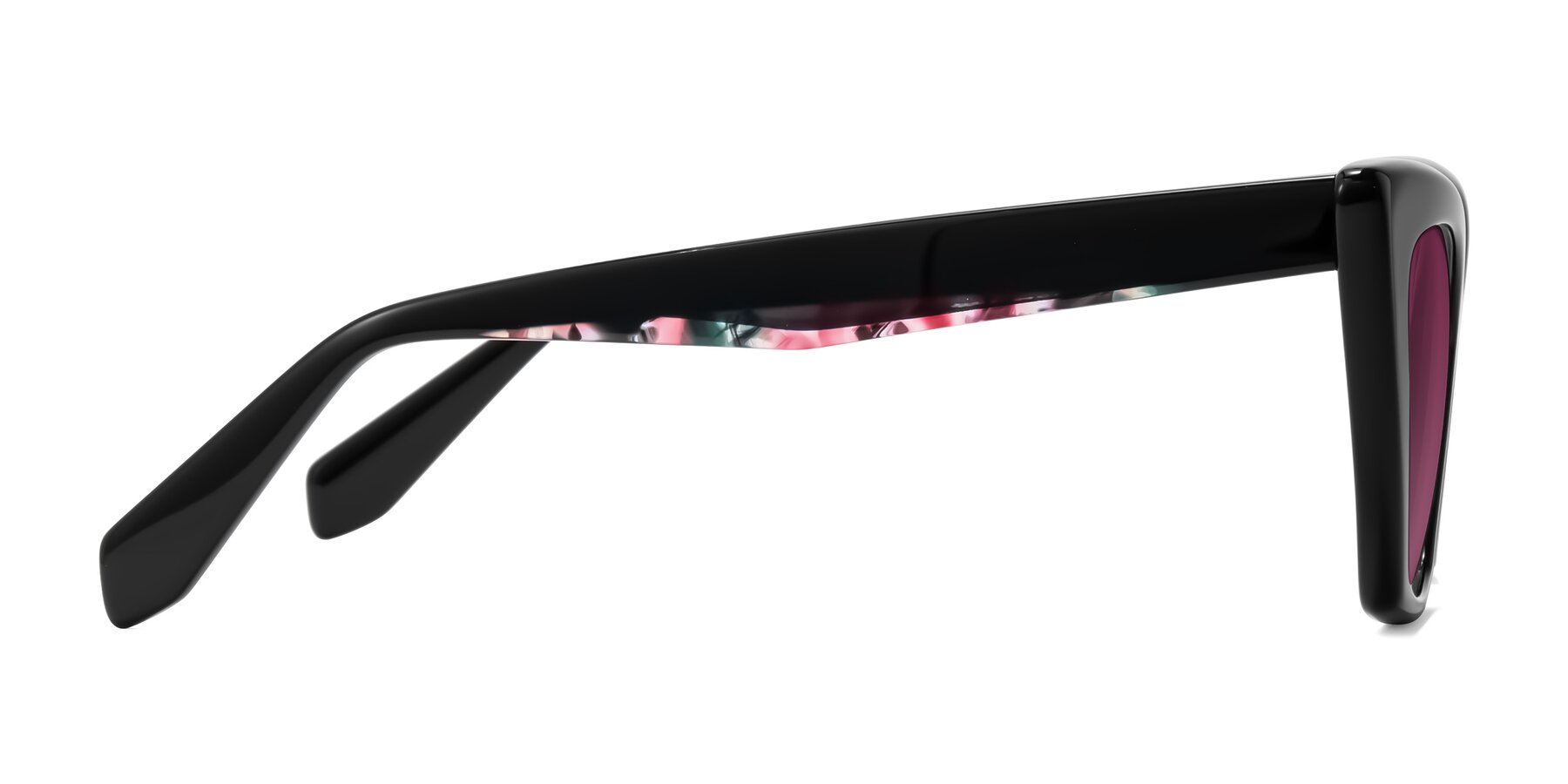 Side of Wayar in Black with Wine Tinted Lenses