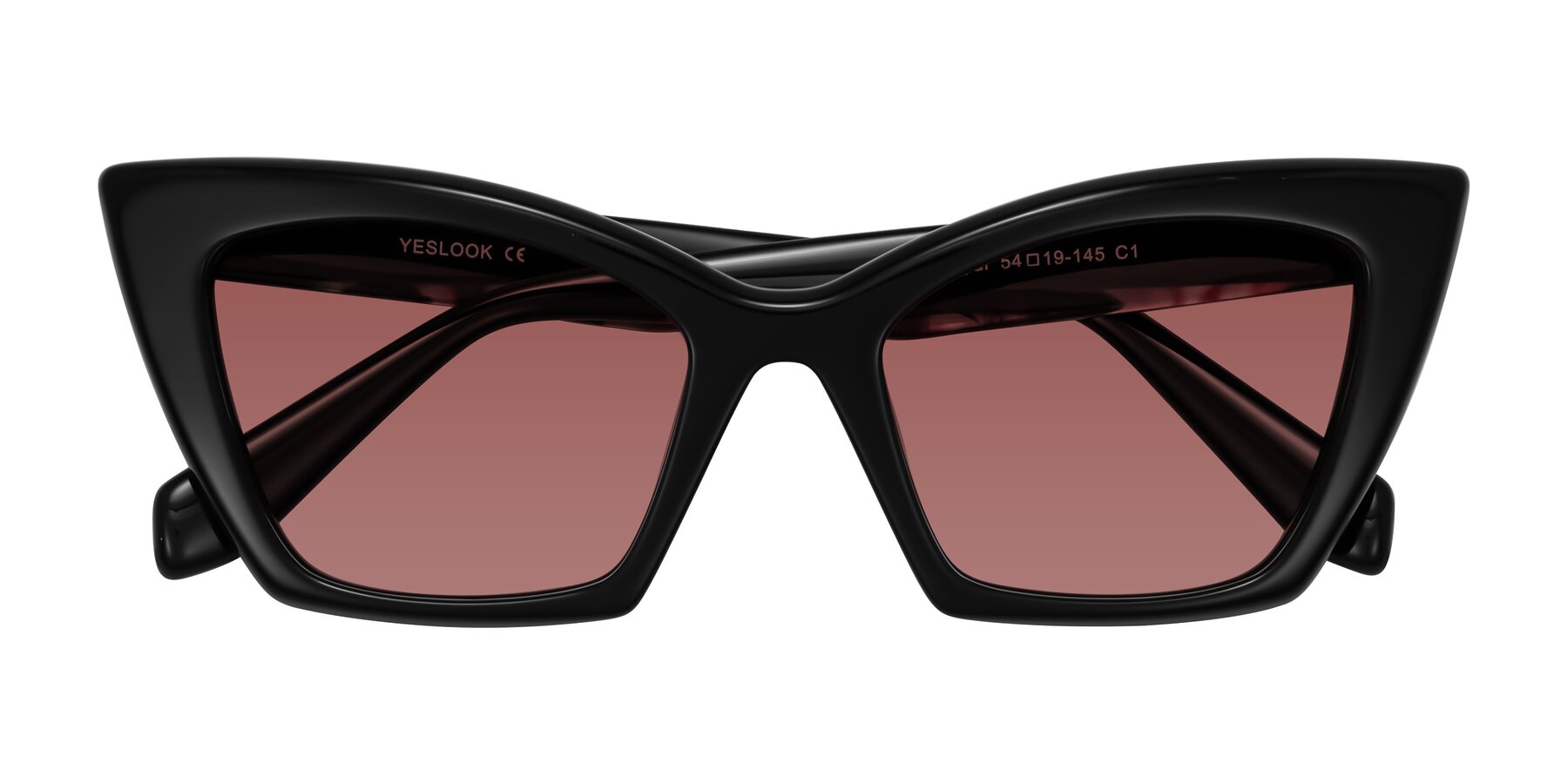 Folded Front of Wayar in Black with Garnet Tinted Lenses