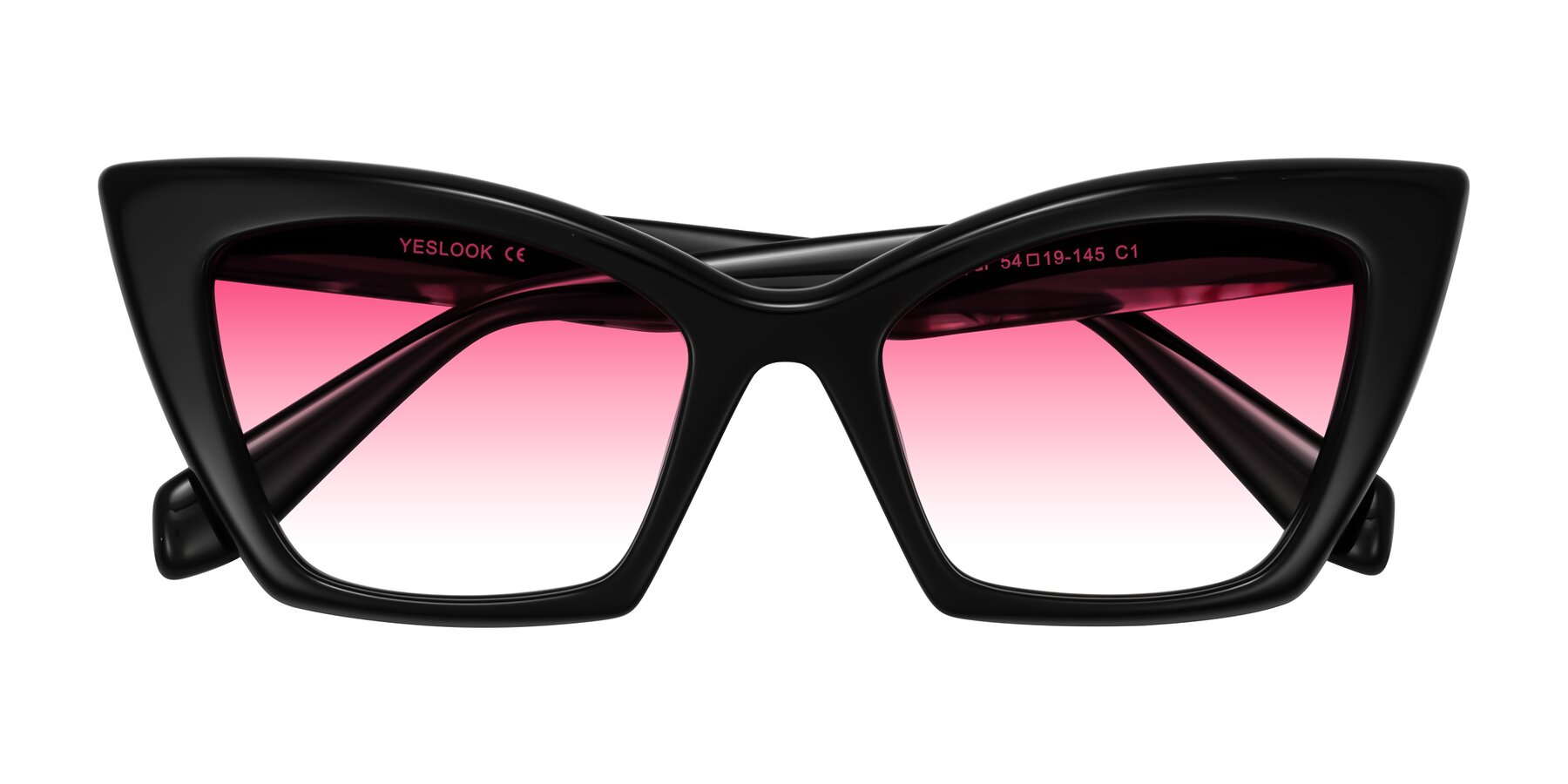 Folded Front of Wayar in Black with Pink Gradient Lenses